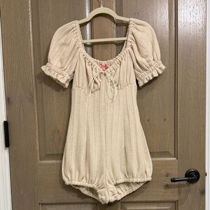 Vrg Girl Cream Knit Romper Size AUS 6